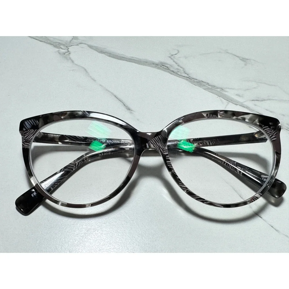 Chelsea Morgan CMS 20215 Brown Black Zebra Print Cat Eye Eyeglasses 56-15-145
